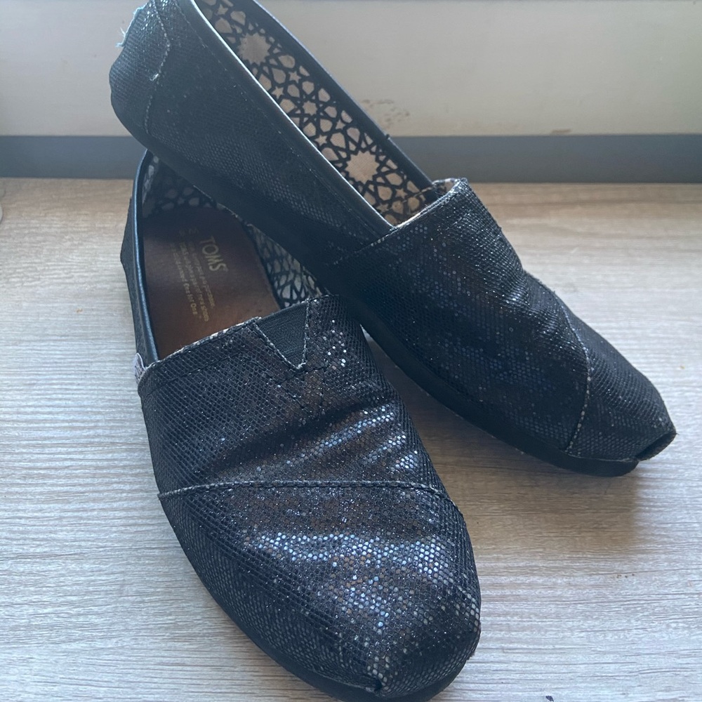 Black Glitter Toms